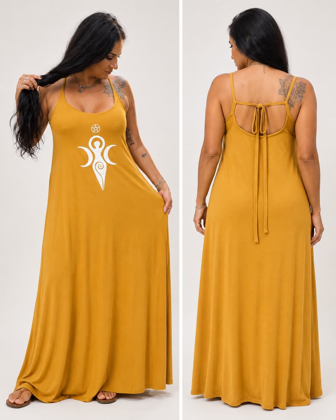 Vestido de Alça Grande Mãe — Amarelo Mostarda
