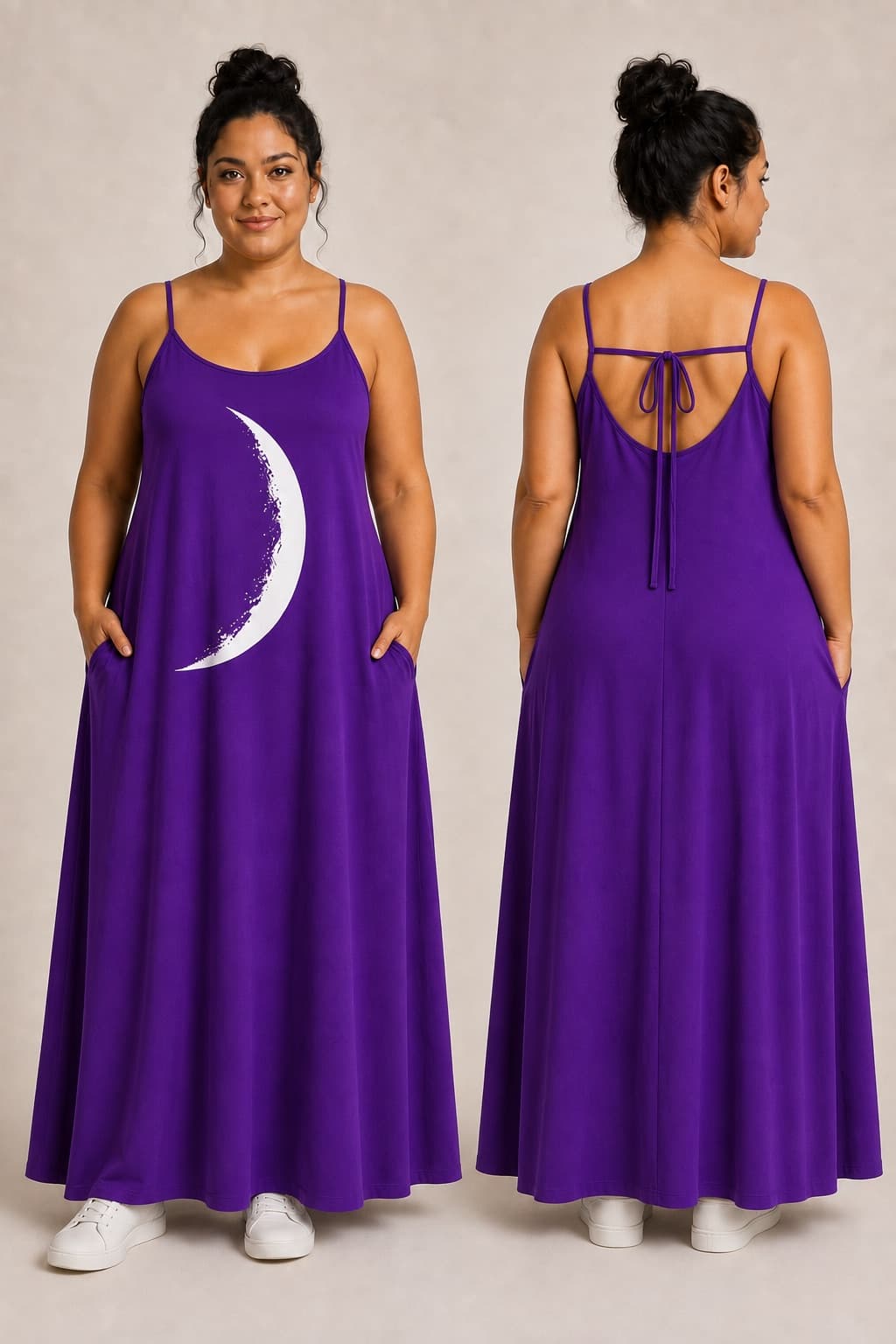 Vestido de Alça Minguante Pequena — Roxo Intenso