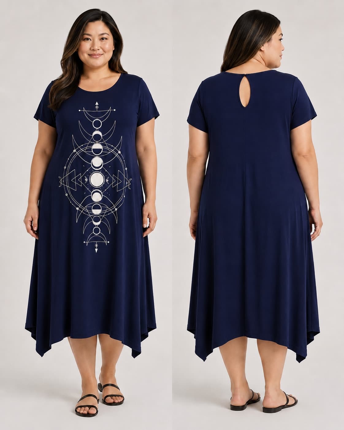 Vestido de Manga Fases da Lua Grande — Azul Marinho