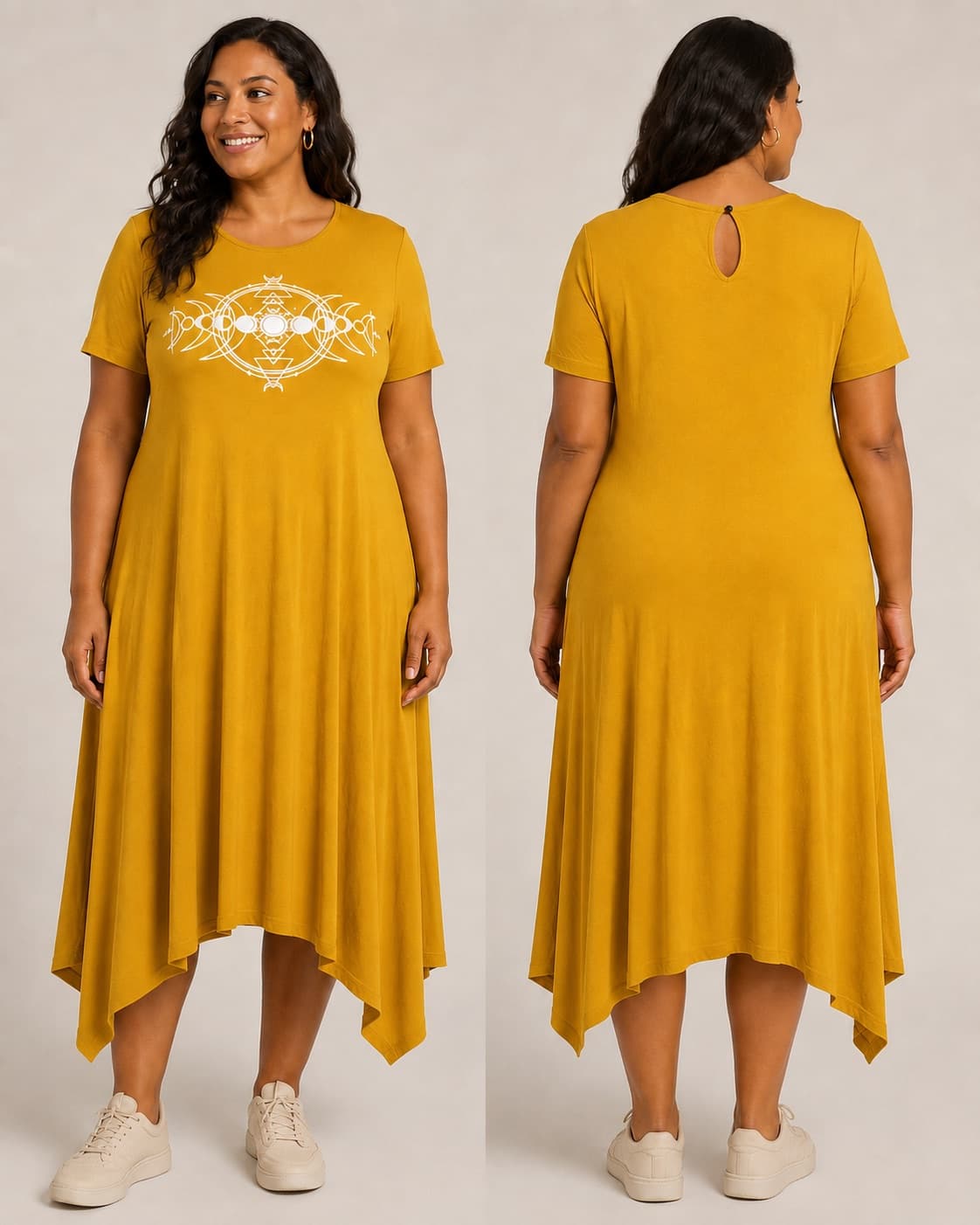 Vestido de Manga Fases da Lua Pequena — Amarelo Mostarda