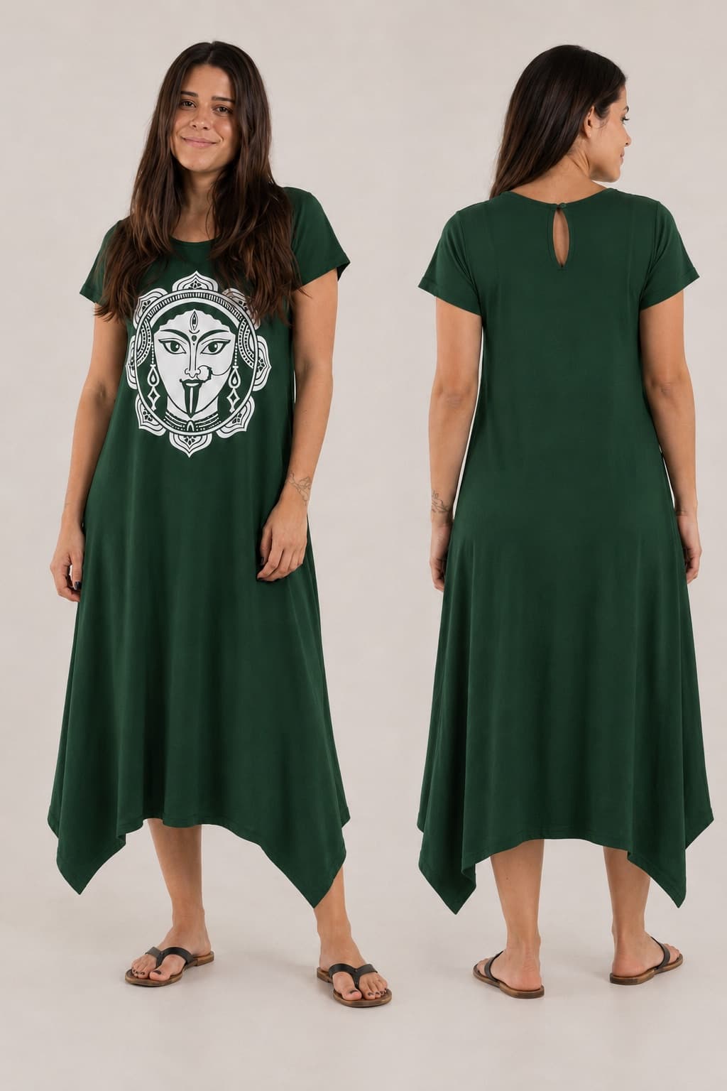 Vestido de Manga Kali — Verde Floresta Escuro