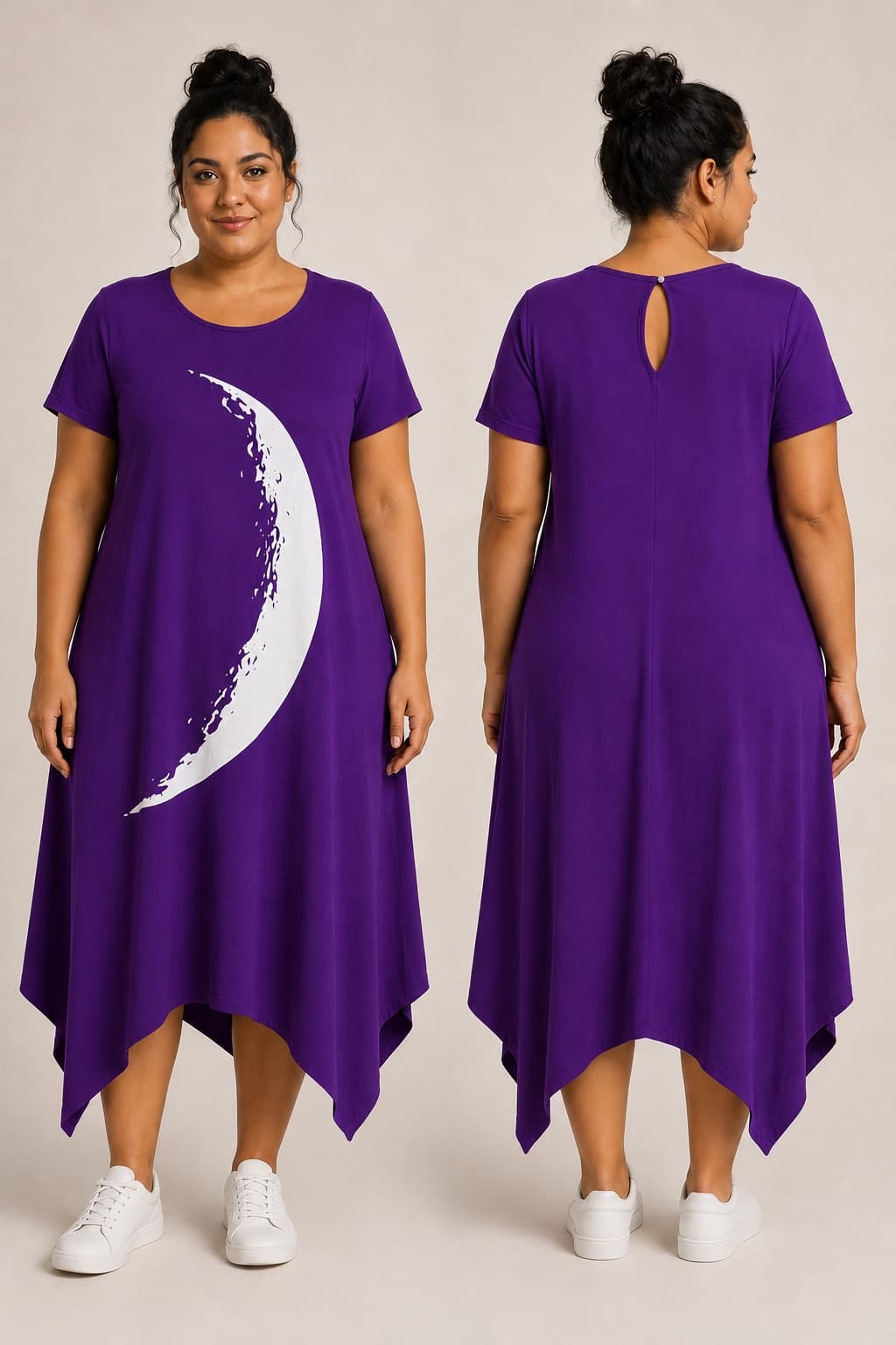 Vestido de Manga Minguante Grande — Roxo Intenso